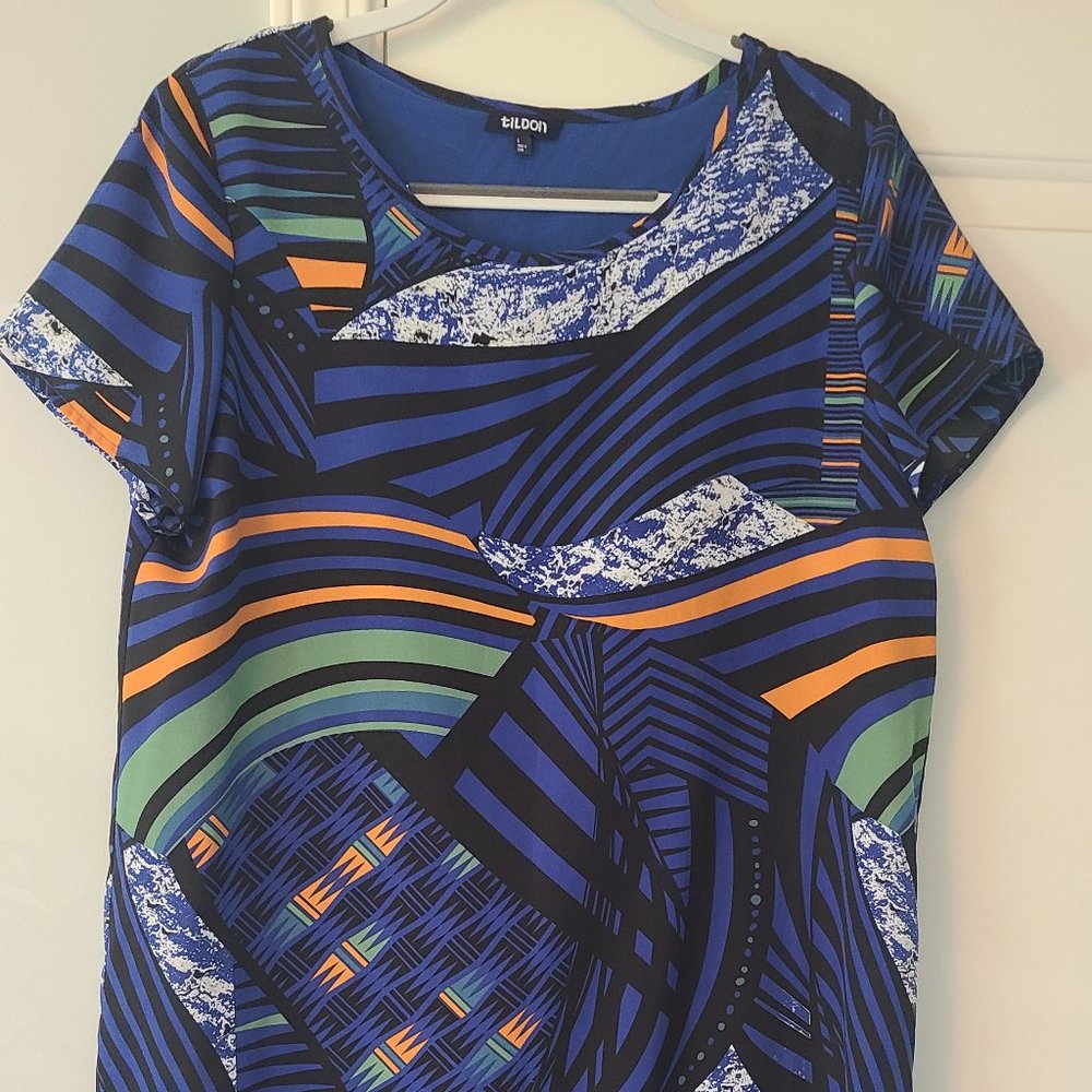 Short Multi-Colored Slip On Dress Tildon Size L